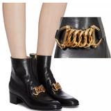 Gucci Shoes | Gucci Boots Black Leather Gold Chain Horsebit 'Kitten' Heel $1,250 Sz 36 | Color: Black | Size: 6