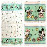 Disney Other | Disney Babies Cotton Flannel Receiving Blanket Mickey Mouse Stars Vintage Soft | Color: Green/White | Size: 25 X 38.5