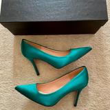 J. Crew Shoes | J.Crew Elsie Pumps In Satin With Glitter Sole. | Color: Green | Size: 7