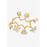 Women's Yellow Gold-Plated Charm Bracelet (22Mm), Genuine Diamond Accent 7.5 Inches by PalmBeach Jewelry in Diamond