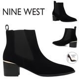 Nine West Shoes | Nine West Honor Black Suede Chelsea Boots Pointed Toe Block Heel Ankle Booties 9 | Color: Black | Size: 9
