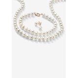 Plus Size Women's Gold Over Silver Necklace, Bracelet And Earring Set Freshwater Pearl by PalmBeach Jewelry in Pearl