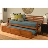 Boho Daybed - Trundle Bed - Barbados Finish - Linen Aqua Mattresses - Kodiak Furniture BODBTBBBMLAQU4
