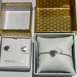 Michael Kors Jewelry | Michael Kors Mkjx5390040 Heritage Silver Crystal Heart Bracelet Earring Set | Color: Silver | Size: Os