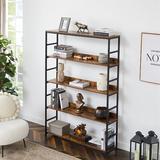 Latitude Run® [VIDEO] 5-Tier Home Office Bookcase Open Bookshelf Storage Large 5 Shelf Bookshelf Furniture w/ Metal Frame Wood in Brown | Wayfair