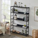 Latitude Run® [VIDEO] 5-Tier Home Office Bookcase Open Bookshelf Storage Large 5 Shelf Bookshelf Furniture w/ Metal Frame, Brown Wood in Black