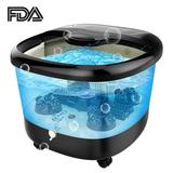 Foot Bath Massager with PTC Heat Pedicure Spa Motorized Sh iatsu Roller Massaging Acupuncture Point, Frequency Conversion, O2 Bubbles, Adjustable Time Temperature, LED Display RllYE