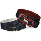 2-piece Adjustable & Reversible Double Gancini Cut-to- - Black - Ferragamo Belts