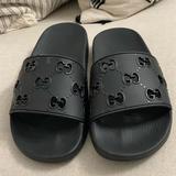 Gucci Shoes | Gucci Pursuit Gg Logo Slide Sandal Size 37 | Color: Black | Size: 37