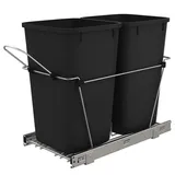 Rev-A-Shelf RV-15KD-18C S Double 27 Quart Pull-Out Sliding Waste Containers, Silver
