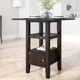 Red Barrel Studio® Counter Height Wood Kitchen Dining Table Set w/ Storage Cupboard & Shelf Wood in Brown | Wayfair