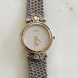 Gucci Accessories | Gucci Vintage Gold And Silver Tone Watch With Rare Alligator Band | Color: Gold/Silver | Size: Os