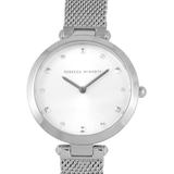 Nina Quartz Crystal Silvery White Dial Watch - Metallic - Rebecca Minkoff Watches