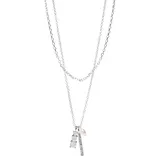 LC Lauren Conrad Silver Tone Simulated Stone Charms Layered Necklace, Women's, Blue