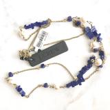J. Crew Jewelry | J. Crew Lapis And Pearl Long Strand Necklace | Color: Blue/Gold | Size: Length 34 Long