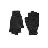 Bickley + Mitchell Men's Leather Patch Wool Fingerless Gloves - Black