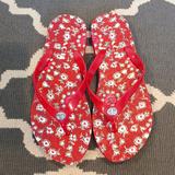 Coach Shoes | Coach Abbigail Red & White Floral Thong Flip Flops 7 | Color: Red/White | Size: 7