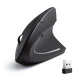 Ergonomic Mouse, Vertical Wireless Mouse - 2.4GHz Optical Vertical Mice - up to 1600 DPI, 6 Buttons - for Laptop, PC, Computer, Desktop, Notebook, Etc, Black