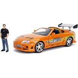 Jada The Fast & the Furious 1:24 Scale Orange Toyota Supra Diecast Car with Brian Figure From Movie