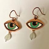 Urban Outfitters Jewelry | Ersa Earrings Cloisonne Jade Green Eye And Teardrop | Color: Gold/Green | Size: 2 Length