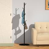 Everly Quinn Coat Rack Stand Independent Hall Coat Rack w/ 8 Hooks Stable Marble Round Base Shelf For Coats Hats Handbags Jackets For Entrance Corridor Bedroom O