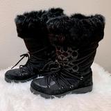 Coach Shoes | *Vintage* Coach Womens Black Winter Snow Boots With Patchwork Print, Fur, Suede | Color: Black | Size: 8