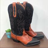 Nine West Shoes | Nine West Evie Leather Two Toned Western Tall Cowboy Boots Size 9 M | Color: Black/Brown | Size: 9