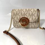 Michael Kors Bags | Michael Kors Fulton Cross Body Bag Vanilla & Acorn | Color: Brown/Cream | Size: 6.5 X 5