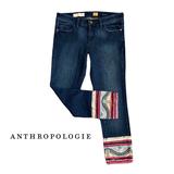 Anthropologie Jeans | Anthropologie Pilcro And The Letterpress Embellished Cuff Cropped Jeans | Color: Blue/Red | Size: 28