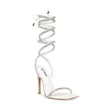 Steve Madden Women's Uplift-R Wrap Around Heeled Sandals, White, 7.5M
