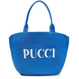 Embroidered Faux Straw Tote - Blue - Emilio Pucci Beach Bags