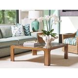 Tommy Bahama Home Palm Desert Square Rattan Cocktail Table Wood/Glass in Brown, Size 16.25 H x 44.0 W x 44.0 D in | Wayfair 01-0575-947