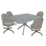 Latitude Run® M-235 Dinette Swivel Metal Caster Chairs - Crackle Glass - Ocean Beige Vinyl - Beige Glass/Metal in Brown/Gray | Wayfair