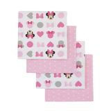 Disney Minnie Mouse Pink, White 4 Pack Flannel Receiving Blankets