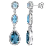 Stella Grace 14k White Gold Sky, Swiss, London Blue Topaz, White Sapphire & 5/8 Carat T.W. Diamond Teardrop Earrings, Women's