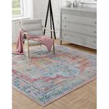 Brown Area Rug - Mistana™ Engle Oriental Beige/Pink/Blue Area Rug Polyester in Brown, Size 126.0 W x 0.2 D in | Wayfair