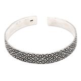 Floral Friend,'Sterling Silver Cuff Bracelet with Floral Motif'