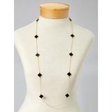 Women's Long Tile Necklace, Black N/A