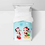 Disney Bedding | New Disney Mickey And Minnie Mouse Twin 2 In 1 Sherpa Duvet Cover And Blanket | Color: Blue/White | Size: Twin