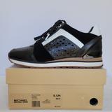 Michael Kors Shoes | Michael Kors Billie Lasered Leather Women's Trainer Shoes- Black Color | Color: Black | Size: 9.5 M