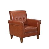 Arlmont & Co. Jacole Retro Armchair, Accent Chair w/ Sturdy Backrest & Legs, Easy-Assembled, Faux Leather, Comfortable Chairs For Living Room
