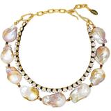 Beacon Crystal, Pearl Gold-plated Necklace - Metallic - Lizzie Fortunato Necklaces