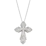 "Jewelexcess 1 Carat T.W. Diamond Sterling Silver Cross Pendant Necklace, Women's, Size: 18"", White"
