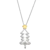 "Two-Tone Sterling Silver & Diamond Accent Christmas Tree Pendant Necklace, Women's, Size: 18"", Multicolor"