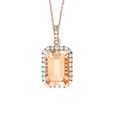 Effy® 1/3 Ct. T.w. Diamond And 3.85 Ct. T.w. Morganite Pendant Necklace In 14K Rose Gold, 16 In