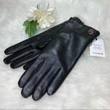 Coach Accessories | Coach Sheep Leather Tech Gloves Black Lined In 100% Wool New! | Color: Black | Size: 6-12