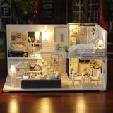 GEXIUSI DIY Miniature Dollhouse w/ Furniture Wood in Brown/White, Size 6.49 H x 5.9 W x 10.7 D in | Wayfair www-7V3CXJFB