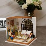 GEXIUSI DIY Miniature Dollhouse Kit w/ Furniture Wood in Brown/White, Size 7.4 H x 7.2 W x 8.0 D in | Wayfair www-7TP1Z435