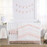 Sweet Jojo Designs Boho Fringe 4 Piece Crib Bedding Set in Pink/White | Wayfair BohoFringe-WH-PINK-Crib-4