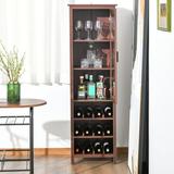 Wade Logan® Spearman Bar Cabinet Wood in Brown, Size 65.0 H x 15.75 D in | Wayfair 5A38336A58824762B917BE1164C21A09